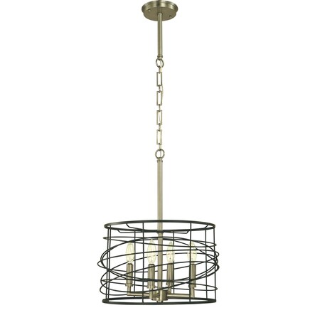 4-Light Brushed Nickel/Matte Black Boca Flush Mini Chandelier